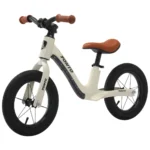 Bicicletă fără pedale pentru copii, 12 inch, cu lumini LED, albă