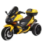 Motocicletă electrică pentru copii cu stație walkie-talkie, galbenă