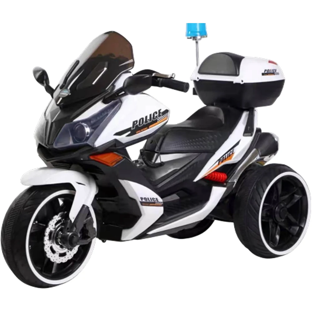 JMB550(5) Motocicletă electrică de poliție pentru copii cu stație walkie-talkie, albă - imagine 1