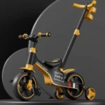 Tricicletă 4 în 1 pentru copii, cu mâner parental, muzică și lumini, portocalie (74267) - imagine 2