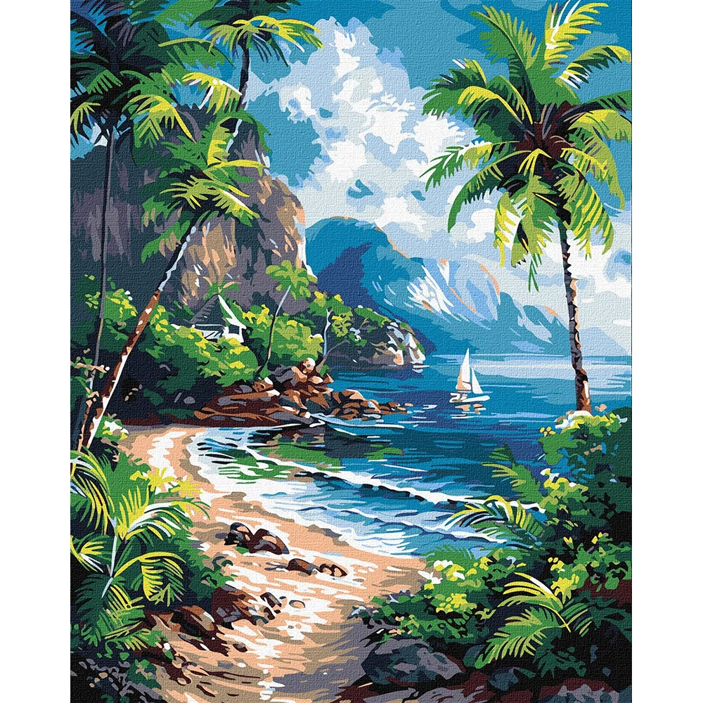 2795 Pictură pe numere Paradis tropical, 40x50 cm, Ideyka (KHO2795) - imagine 1