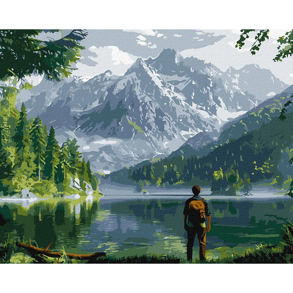 2902 Pictură pe numere Peisaj montan, 40x50 cm, Ideyka (KHO2902) - imagine 1