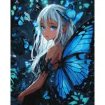 Pictură pe numere Fluturi magici, cu vopsele metalice, 40x50 cm, Ideyka