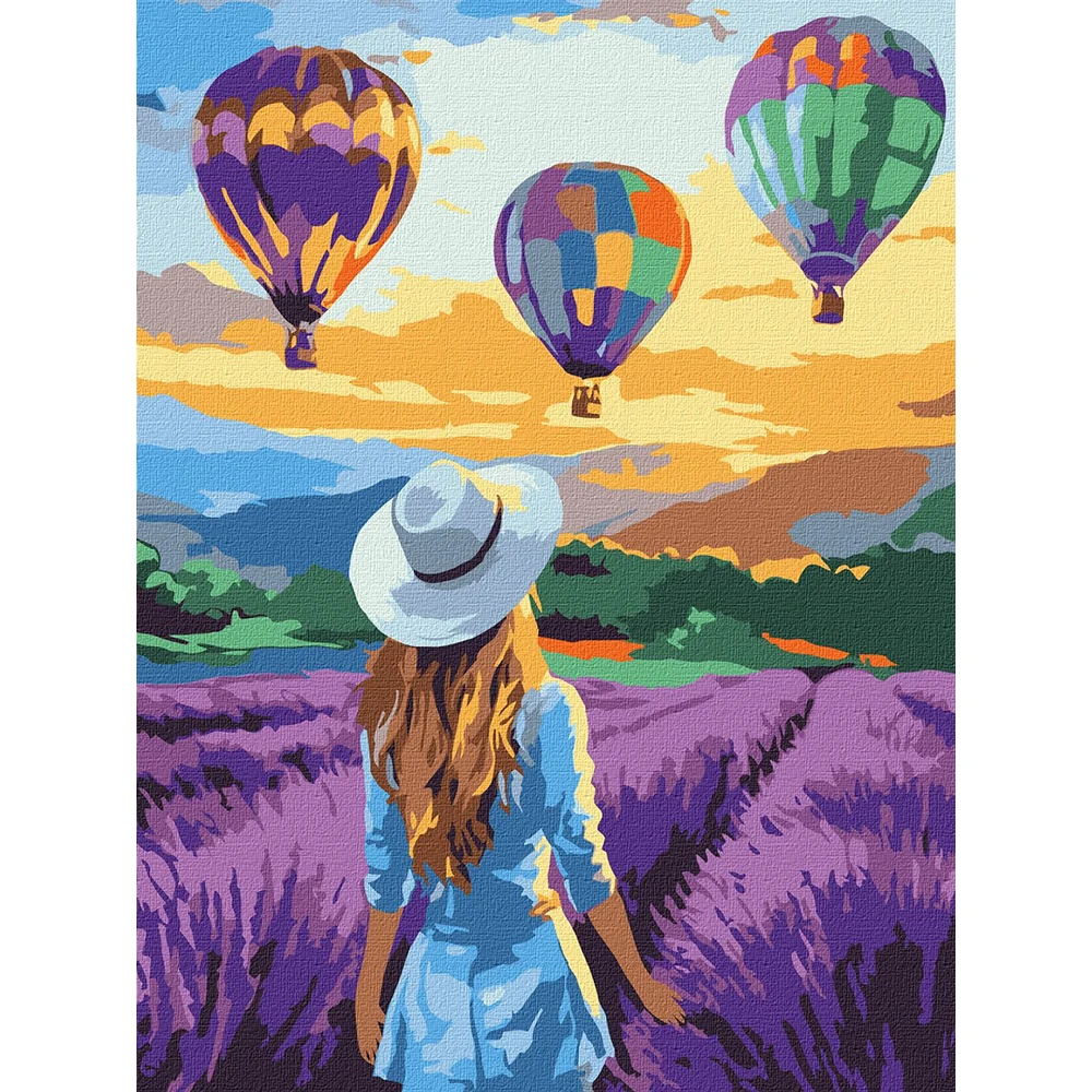 8660 Pictură pe numere Aventură printre lavandă, 30x40 cm, Ideyka - imagine 1