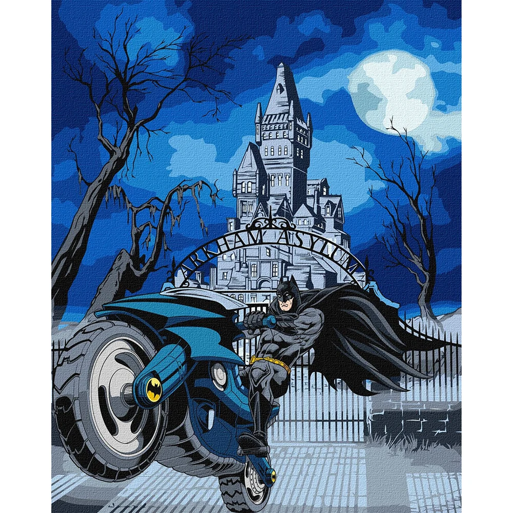 8709 Pictură pe numere Batman, cu vopsele metalice, 40x50 cm, Ideyka - imagine 1