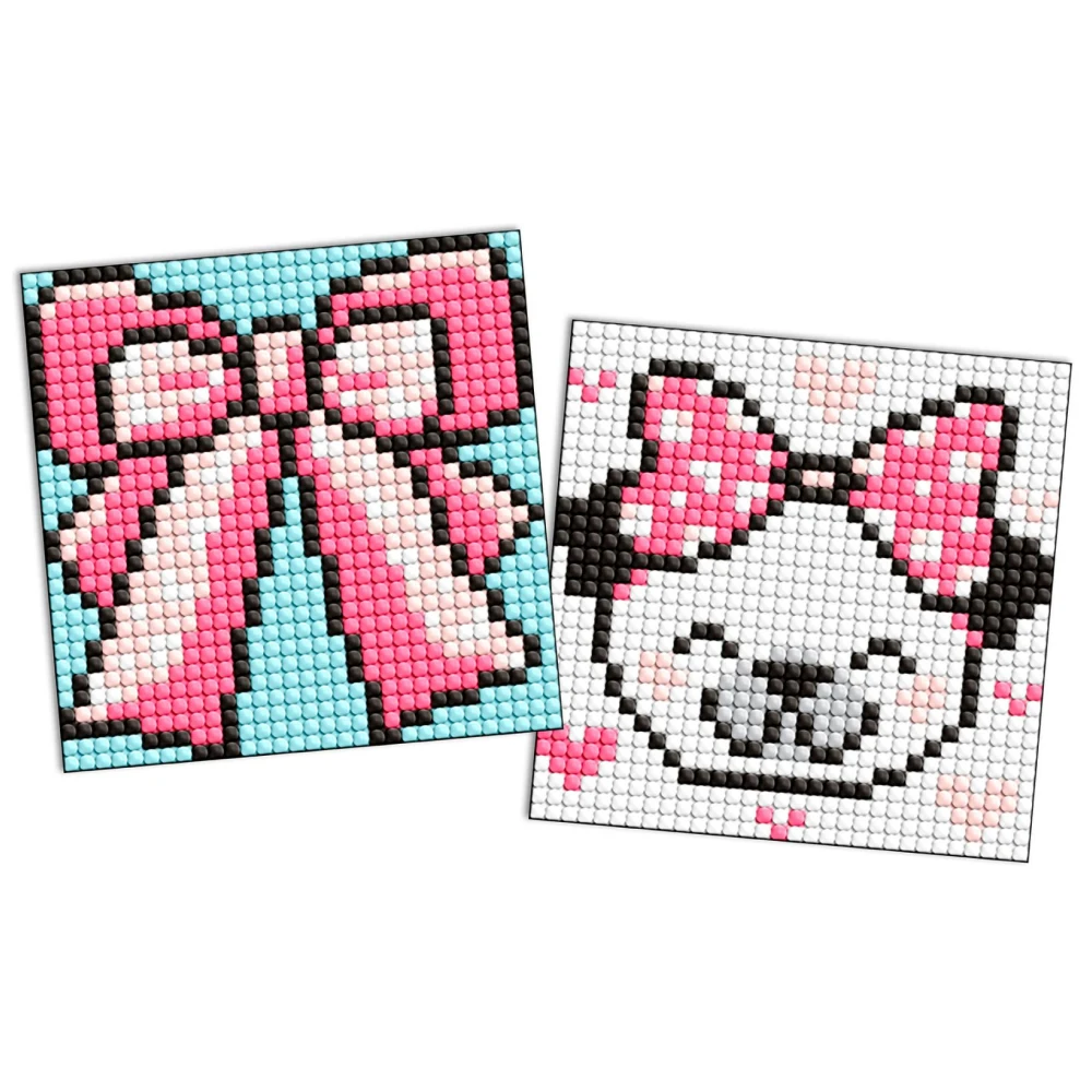 AM1055 Mozaic cu diamante pe autocolant, Fundiță, 9x9 cm, set 2 buc, Ideyka (AMS1055) - imagine 1