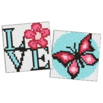 Mozaic cu diamante pe magnet, Fluture grațios, set 2 buc, 9x9 cm, Ideyka