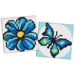 Mozaic cu diamante pe magnet, Floare și fluture, 9x9 cm, set 2 buc, Ideyka (AMG1062)