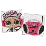 Mozaic cu diamante pe magnet, LOL și casetofon roz, set 2 buc, 9x9 cm, Ideyka