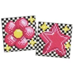 Mozaic cu diamante pe magnet, Floare și stea, set 2 buc, 9x9 cm, Ideyka