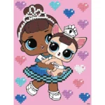Mozaic cu diamante parțial, LOL Surprise Miss Baby cu cățeluș, 15x20 cm, Ideyka