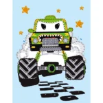 Mozaic cu diamante parțial, Mașină verde, 15x20 cm, Ideyka