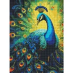 Mozaic cu diamante Păun elegant, efect holografic AB, 30x40 cm fără ramă, Ideyka (AMC20190)