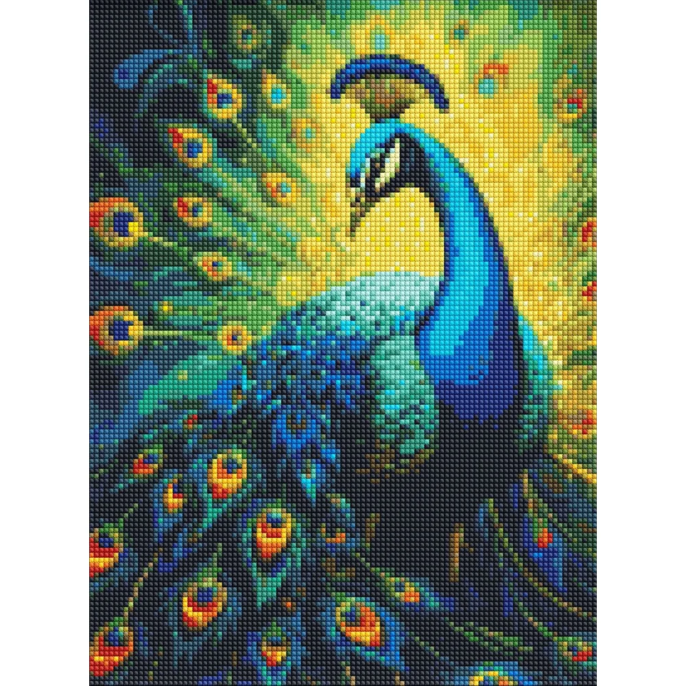 AM20190 Mozaic cu diamante Păun elegant, efect holografic AB, 30x40 cm, Ideyka (AMC20190) - imagine 1
