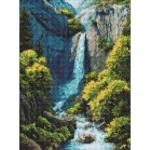 Mozaic cu diamante Cascadă în munți, 30x40 cm, Ideyka (AMO20230)