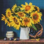 Mozaic cu diamante Floarea-soarelui, 40x40 cm, Ideyka (AMO7417)