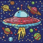 Mozaic cu diamante Călătorie în spațiu, 30x30 cm, Ideyka (AMO8107)