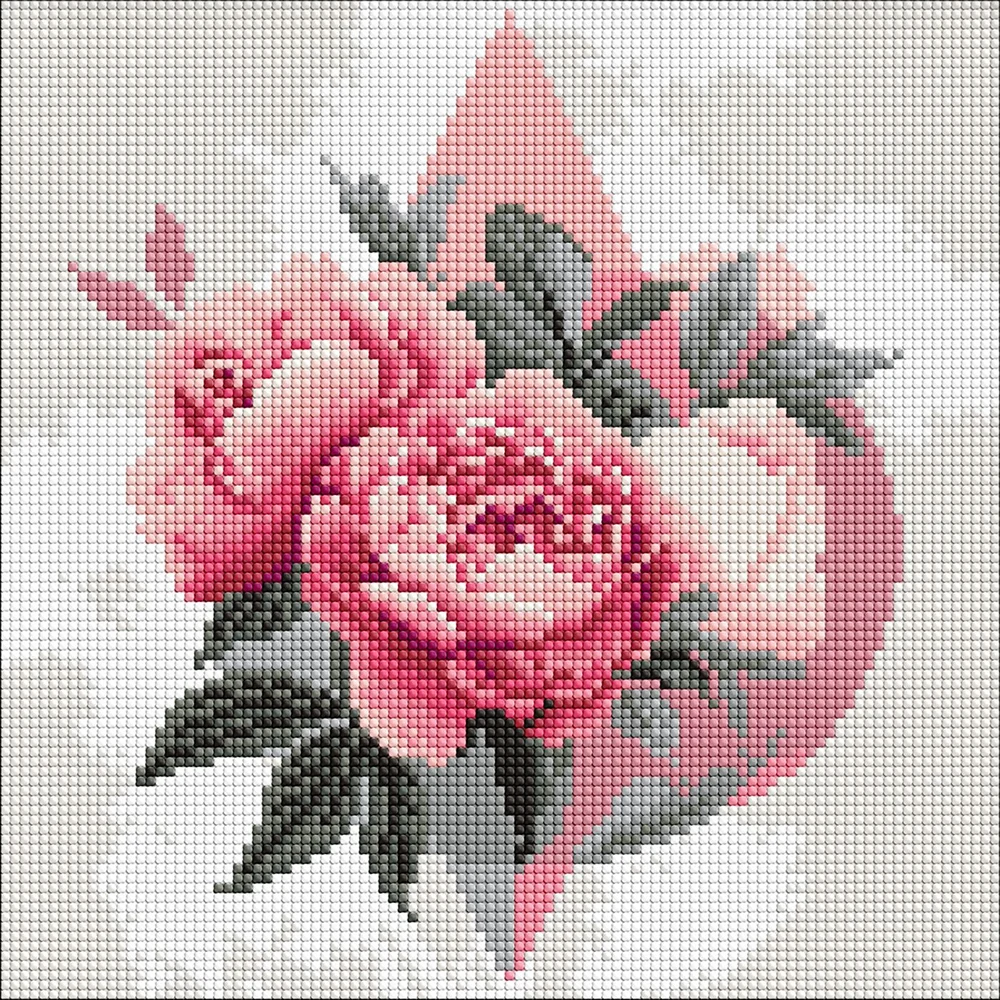 AM8230 Mozaic cu diamante Forme geometrice cu bujori, 30x30 cm, Ideyka (AMO8230) - imagine 1