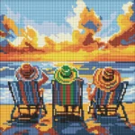 Mozaic cu diamante Vacanță cu prietenii, 30x30 cm, Ideyka (AMO8260)