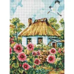 Mozaic cu diamante Flori lângă casă, 30x40 cm, Ideyka (AMO8266)