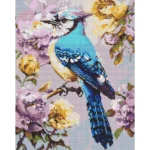 Mozaic cu diamante Gaiță printre bujori, 40x50 cm, Ideyka (AMO8294)