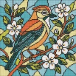 Mozaic cu diamante Gaiță în sticlă colorată, 30x30 cm, Ideyka (AMO8317)
