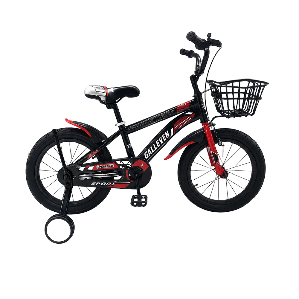 Bicicletă pentru copii 20′, cu roți ajutătoare (GALLEVEN-20 rosu-negru)