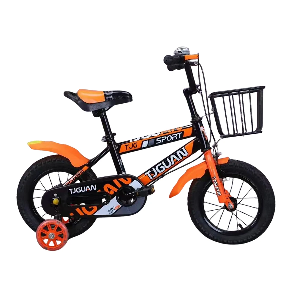 orange cu roti Bicicletă pentru copii 12', cu roți ajutătoare (TB-01-12 oranj) - imagine 1
