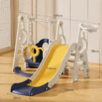 Centru de joacă 3 în 1 pentru copii cu tobogan, leagăn și coș de baschet (69526) - imagine 2