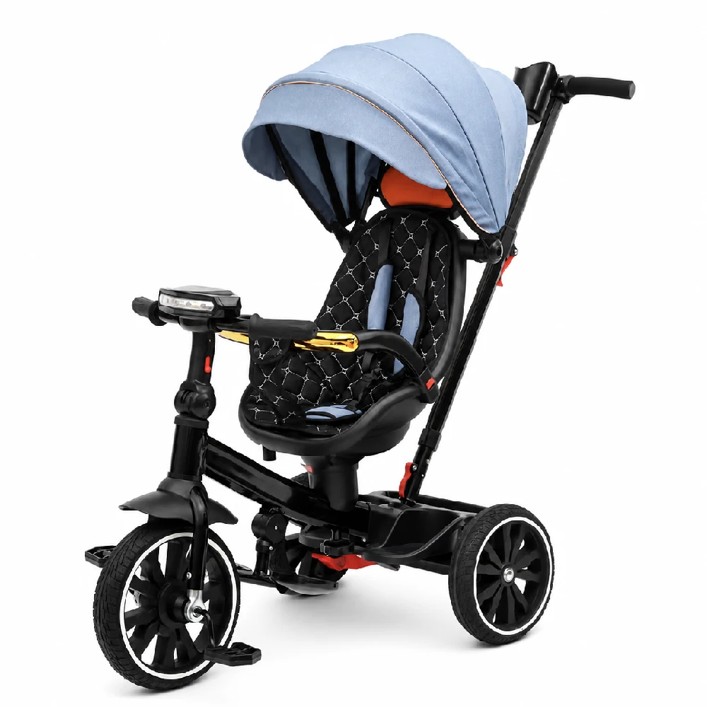 41237 Tricicletă pentru copii cu muzică și scaun rotativ 360°, albastru (41237) - imagine 1