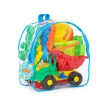Set pentru nisip cu camion, găleată, stropitoare și forme, în rucsac, Polesie - imagine 12