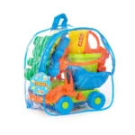 Set pentru nisip cu camion, găleată, stropitoare și forme, în rucsac, Polesie - imagine 3