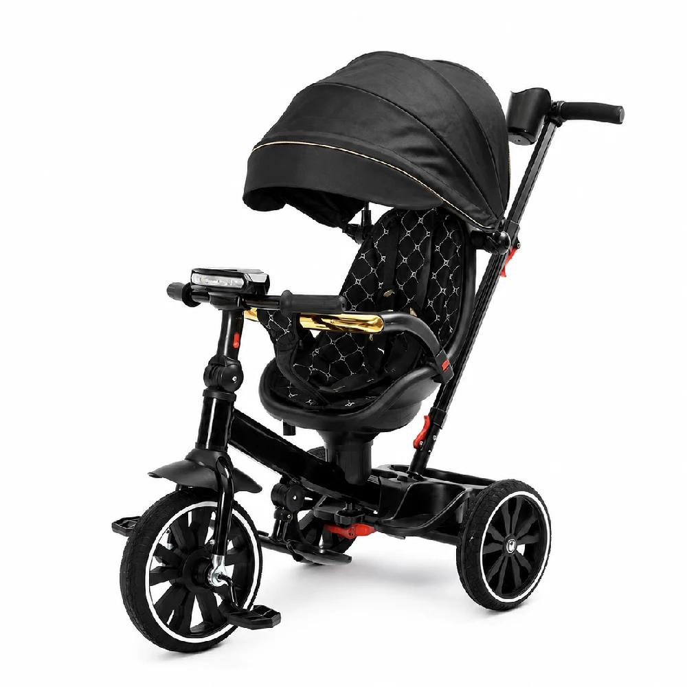 46874 Tricicletă pentru copii cu muzică și scaun rotativ 360°, negru (46874) - imagine 1