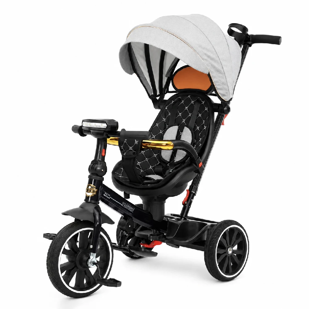 46973 Tricicletă pentru copii cu muzică și scaun rotativ 360°, gri (46973) - imagine 1