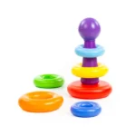 Piramidă pentru copii cu inele colorate și bilă, 8 piese, Polesie - imagine 2