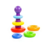 Piramidă pentru copii cu inele colorate și bilă, 8 piese, Polesie - imagine 3