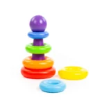 Piramidă pentru copii cu inele colorate și bilă, 8 piese, Polesie - imagine 4