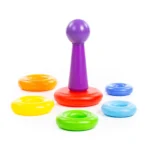 Piramidă pentru copii cu inele colorate și bilă, 8 piese, Polesie - imagine 5