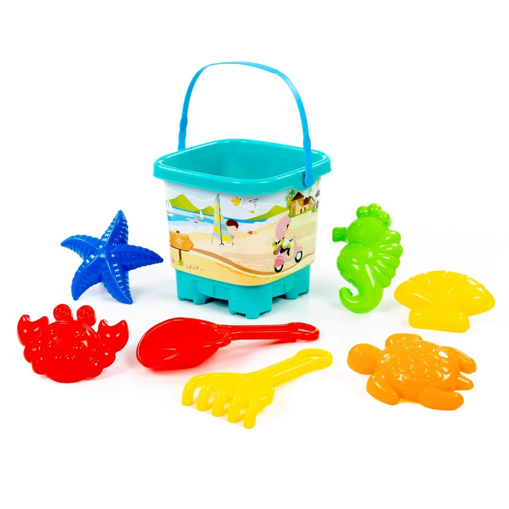 62482 Set pentru nisip cu găleată castel și forme marine, Polesie - imagine 1