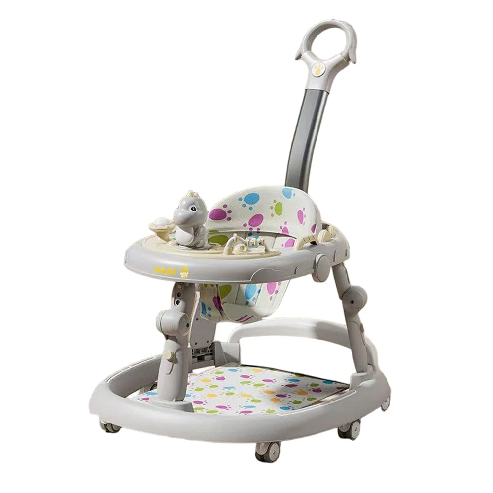 69595 Premergător pentru copii cu muzică, mâner parental și suport pentru picioare, gri (69595) - imagine 1
