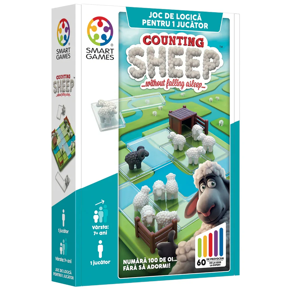 006600 Joc educativ Smart Games – Counting Sheep cu 60 de provocări, Ludicus games (006600) - imagine 1